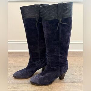 J.Crew knee high navy suede and leather boots, women’s 7
